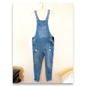 Distressed Maternity Overalls Size M